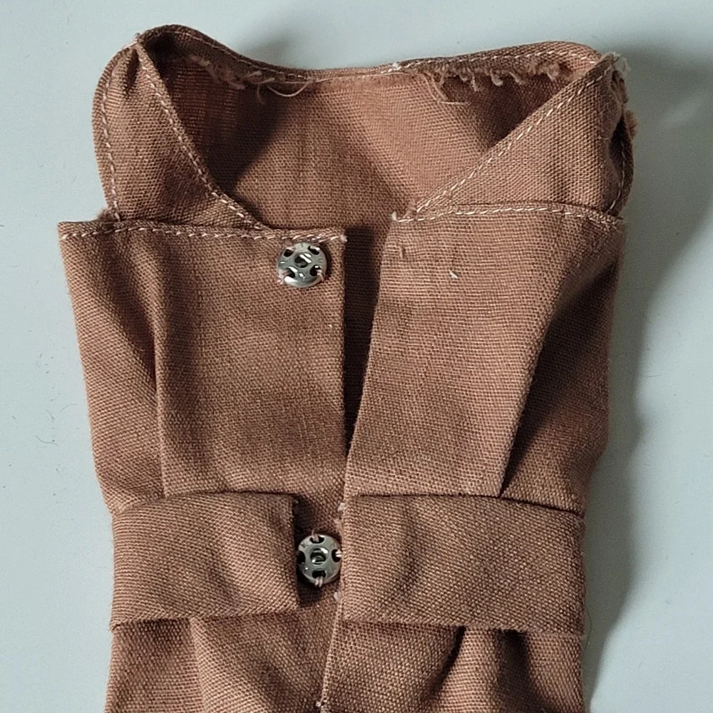 Vintage 1960s Brown Sheath Doll Dress Sleeveless Belted Metal Snaps Mod